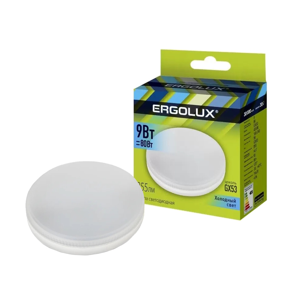 Лампа светодиодная «Ergolux» LED GX53  9W, 80Вт (GX53) 4500К  (1/10/100шт)/13515/884287