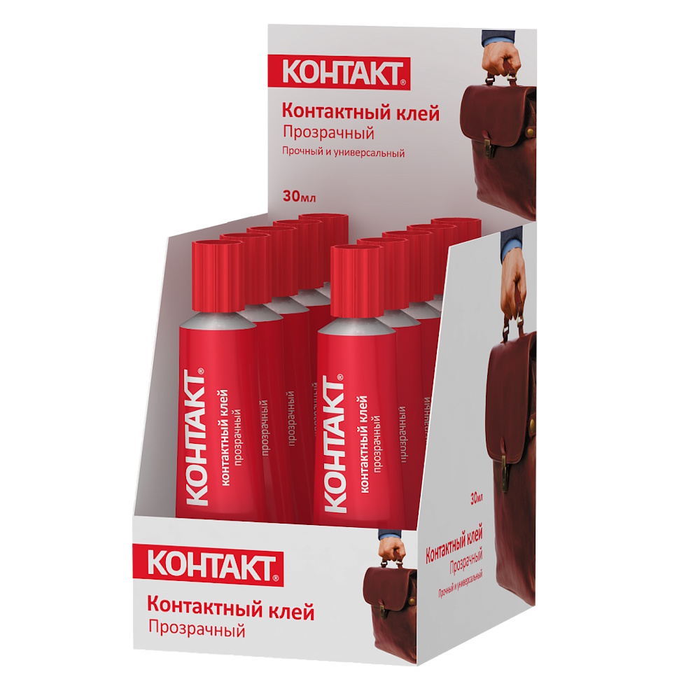 Клей контактный «Контакт» прозрачный ( 30мл) шоу-бокс Клей контактный «Контакт» прозрачный ( 30мл) шоу-бокс
