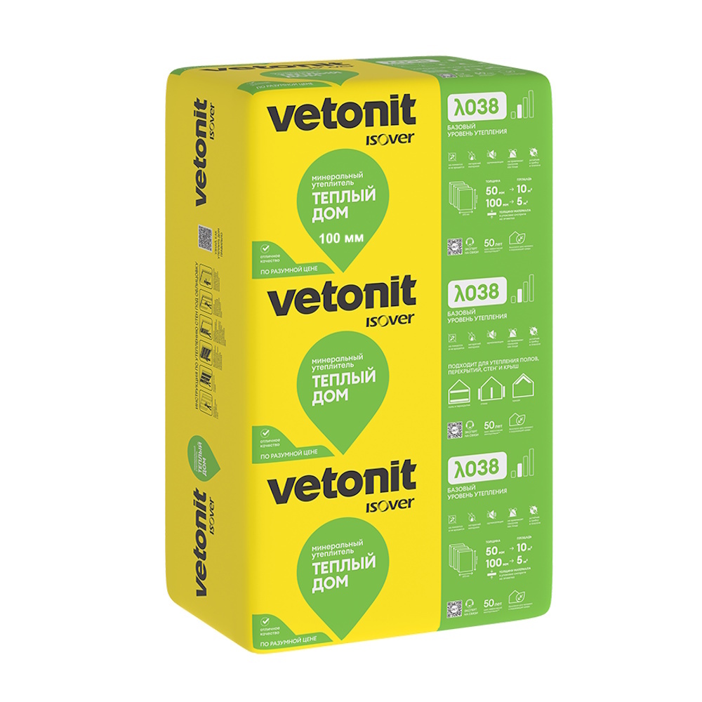 "Vetonit" Теплый Дом-Плита-100мм*610мм*1170мм*7шт (плиты 5 кв.м/ 0,5куб.м) "Vetonit" Теплый Дом-Плита-100мм*610мм*1170мм*7шт (плиты 5 кв.м/ 0,5куб.м)