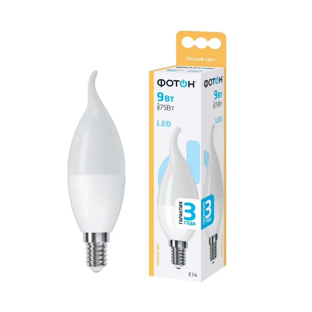 Лампа светодиодная «ФОТОН» LED ВХS35  9W, 75Вт (Е14) 