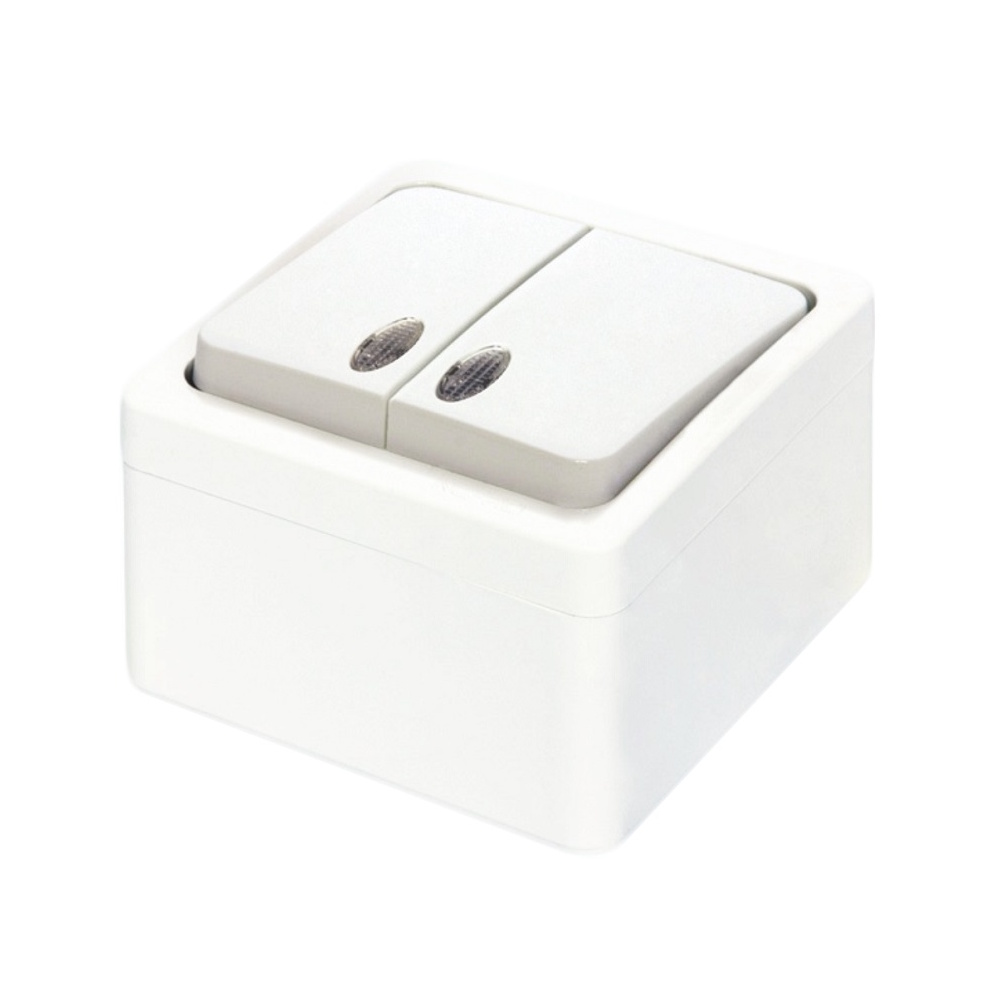 Выключатель 2-кл. с подсветкой, 10А, 250В, IP22, Murat