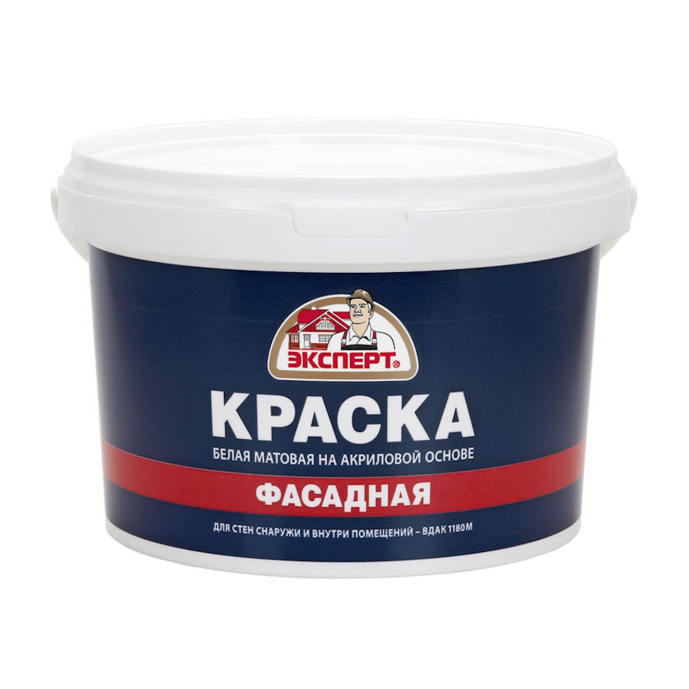 Краска Фасадная акриловая белая ЭКСПЕРТ
