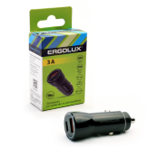Адаптер автомобильный «Ergolux» LED ELX-CA01P-C02, ПРОМО, 12Вт, 5V/3А, черный (1/10/240шт)/15106